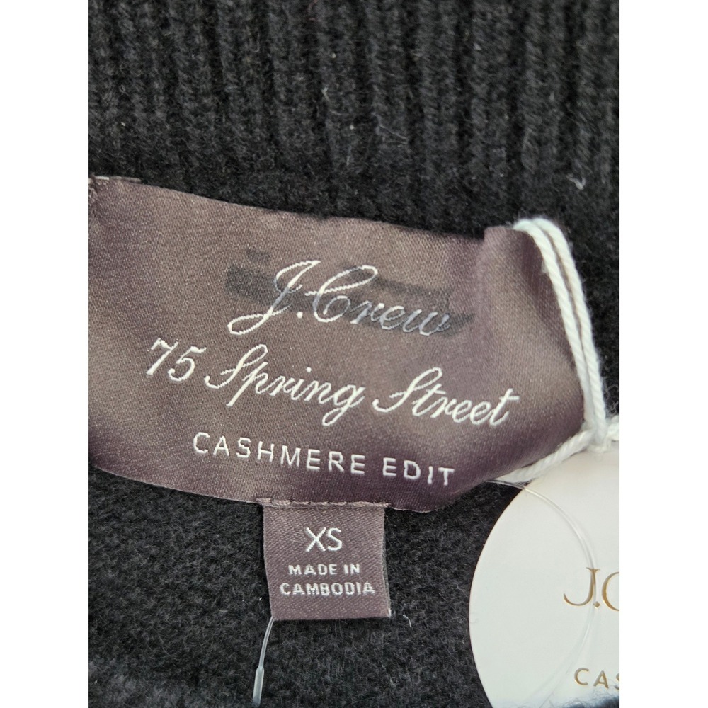 J. Crew Spring Street Cashmere LuxeWeight Crew Sweater XS Black NWT $328 CO588 - Picture 4 of 6
